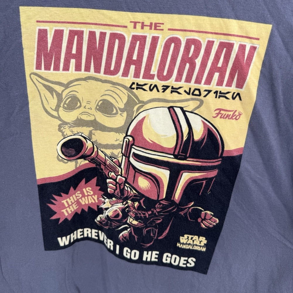 Funko POP Tees Men's L Graphic T-Shirt Star Wars Mandalorian Grogu Gray Tagless